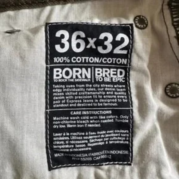 Express Jeans Mens Rocco Slim Fit Skinny Leg Jeans Olive Green Size 36x32 - Picture 9 of 9